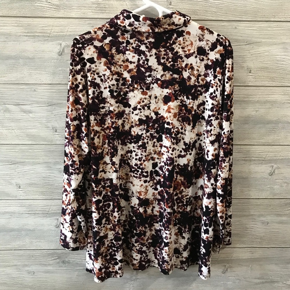 Nina Leonard Black and Brown Patterned Button Down Blouse - Picture 3 of 6